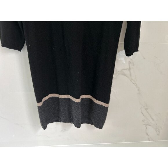360 Cashmere Dress Black Gray Long Sleeve PulloverCrewneck Size Small - Picture 8 of 9